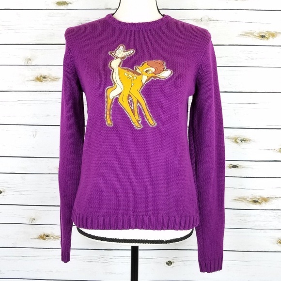 Disney Sweaters - Disney Bambi Sweater Small Purple Crew Neck L/S